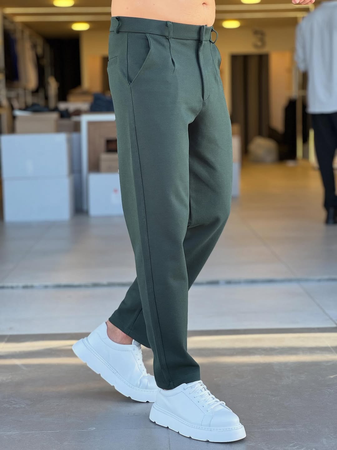 Premium Tailored Comfort Trousers Forest Green